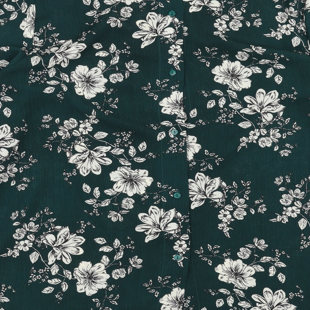 George Womens Green Floral  Basic Blouse Size 16