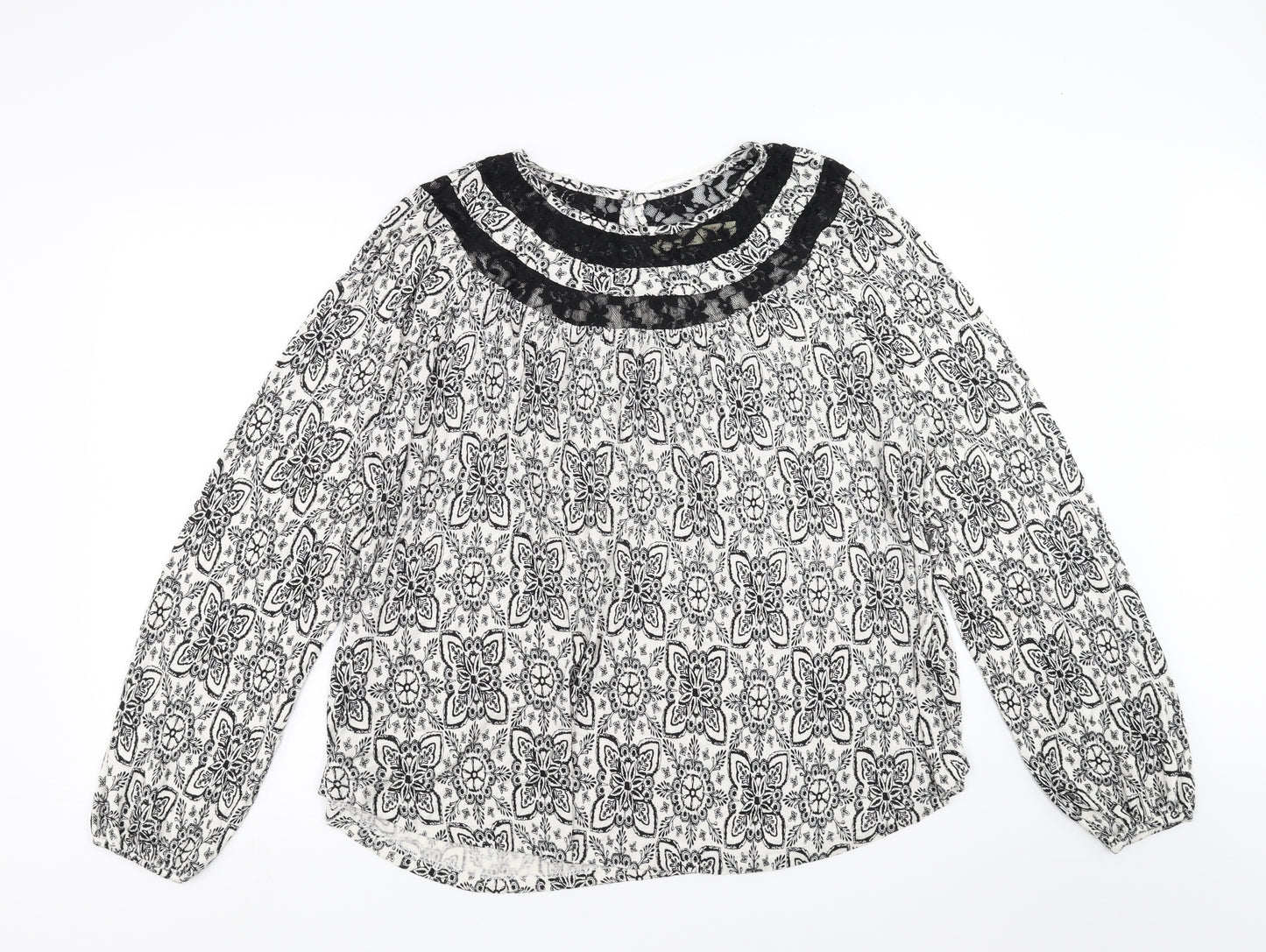 Faded Glory Womens Black Floral  Basic Blouse Size 20  - Lace detail