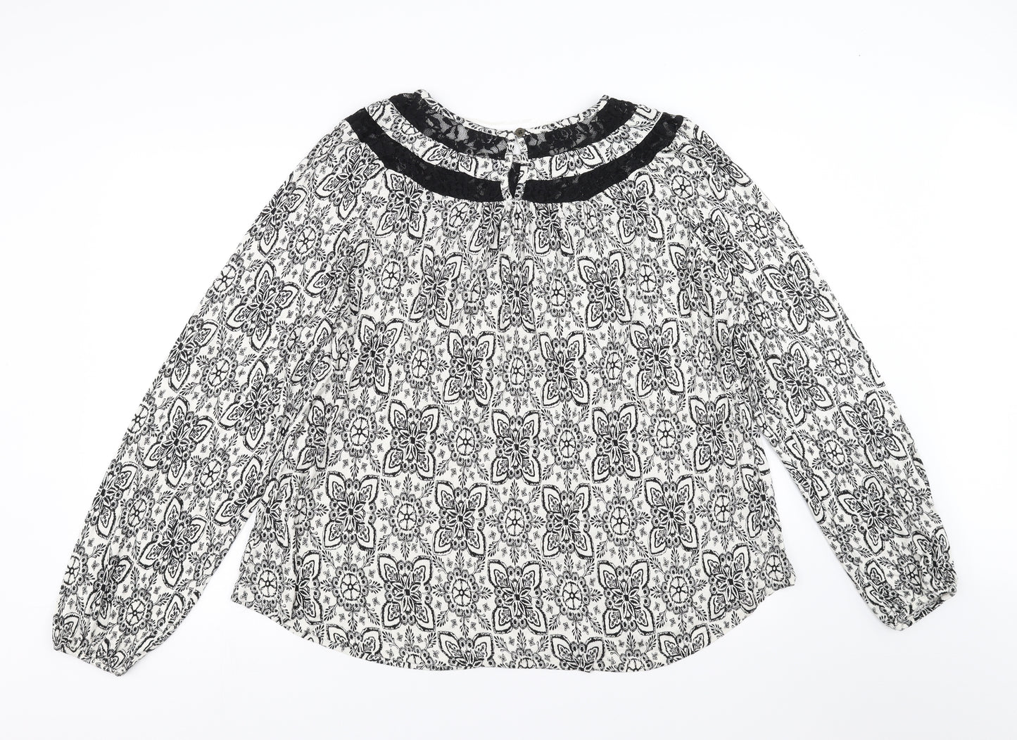Faded Glory Womens Black Floral  Basic Blouse Size 20  - Lace detail