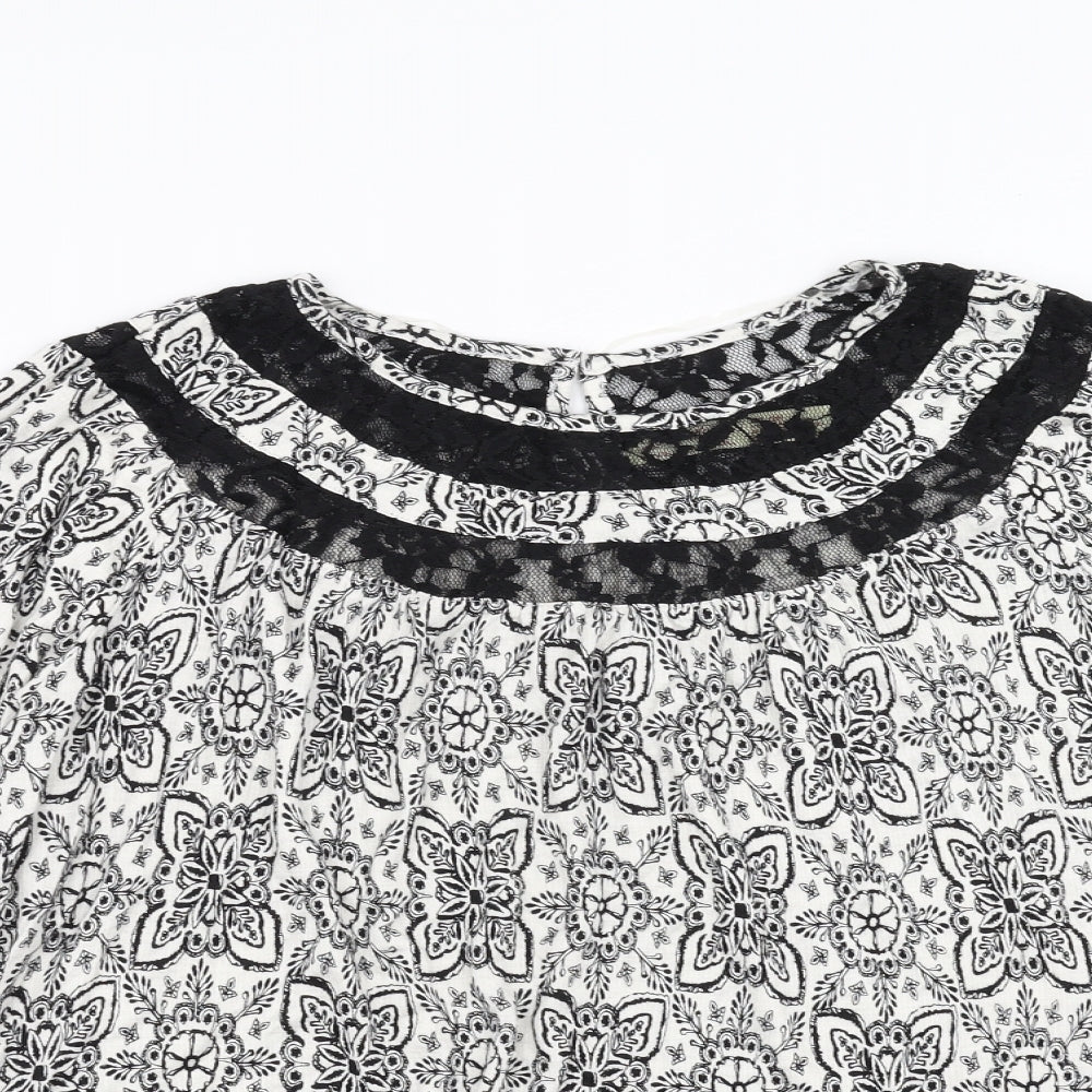 Faded Glory Womens Black Floral  Basic Blouse Size 20  - Lace detail