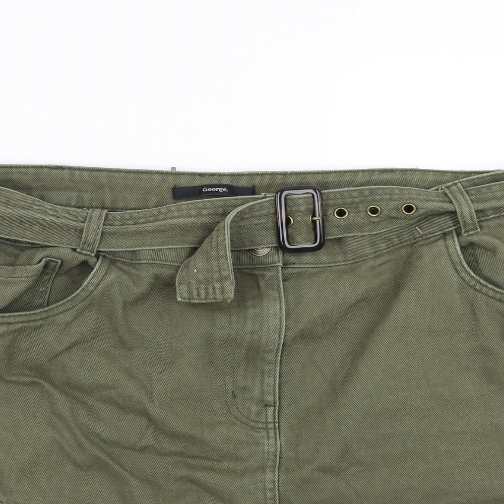 George Womens Green  Denim A-Line Skirt Size 18