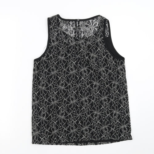 Papaya Womens Black Floral  Basic Blouse Size 10