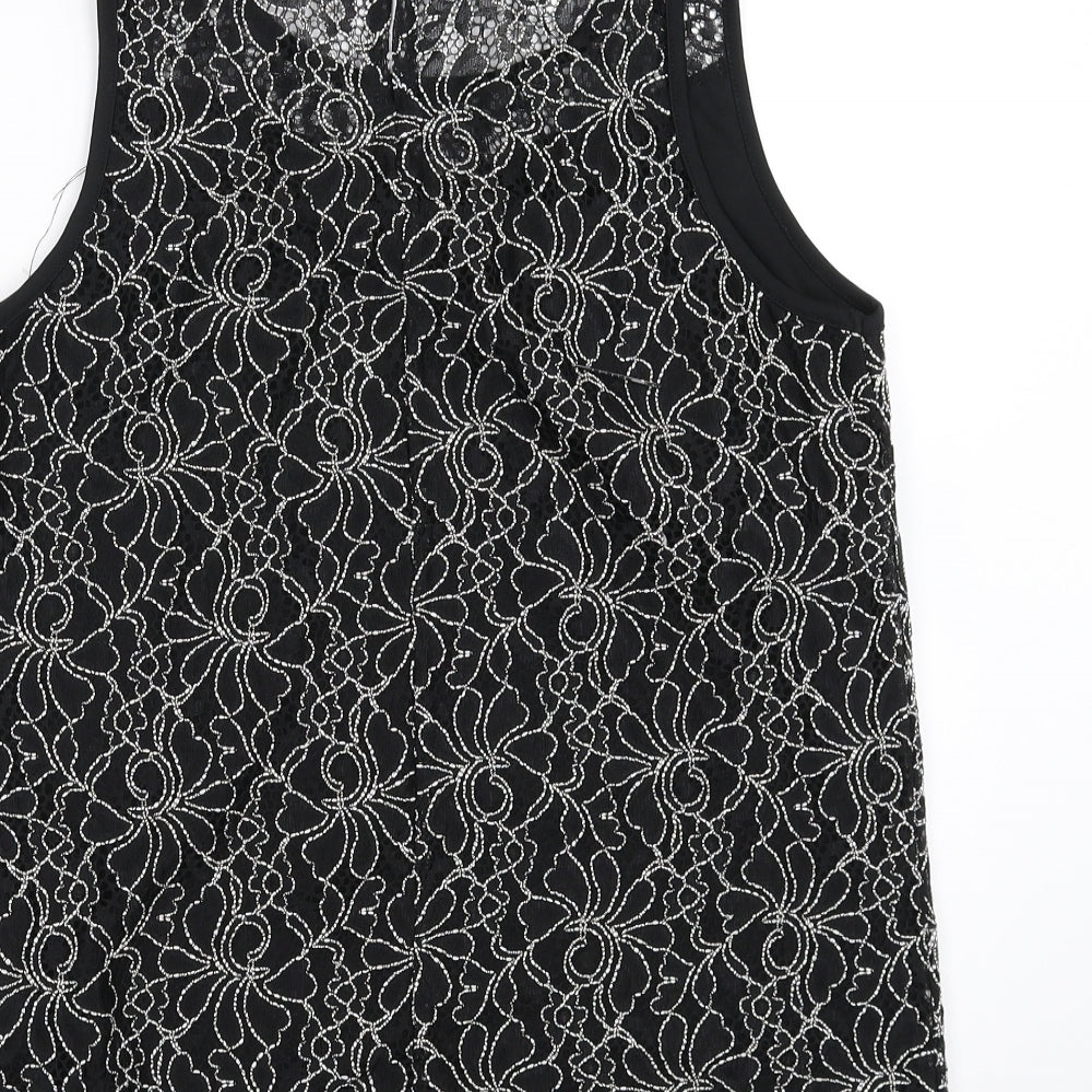 Papaya Womens Black Floral  Basic Blouse Size 10