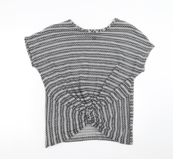 New Look Womens Black Geometric Pullover Jumper Size L - twist front