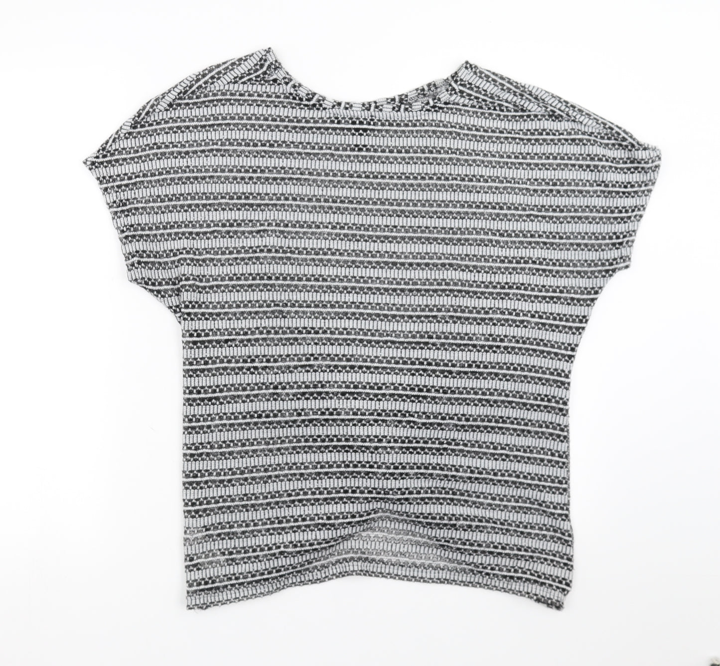 New Look Womens Black Geometric  Pullover Jumper Size L  - twist front