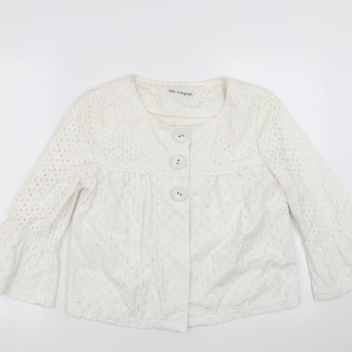 Marks and Spencer Womens White Geometric  Jacket  Size 10
