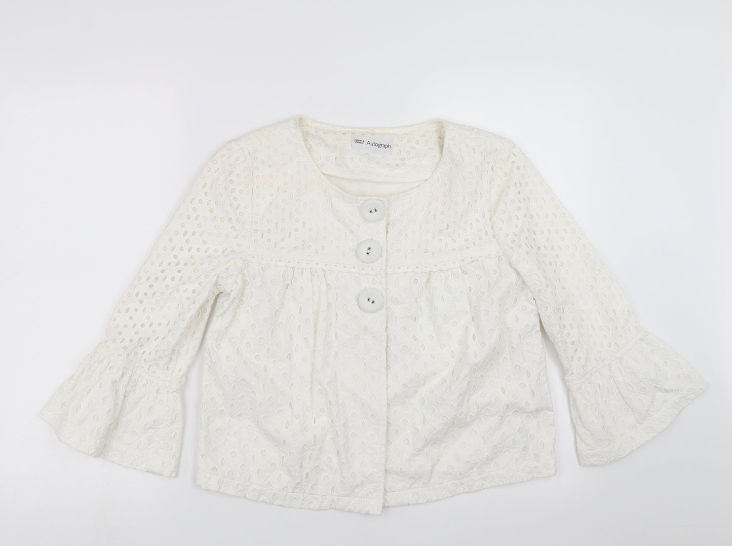 Marks and Spencer Womens White Geometric  Jacket  Size 10