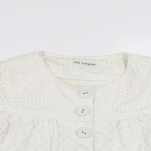 Marks and Spencer Womens White Geometric  Jacket  Size 10