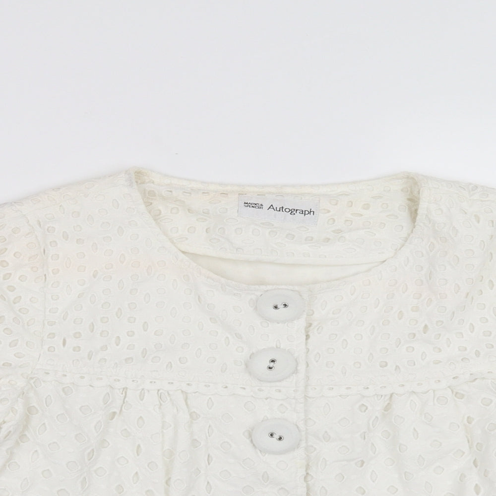 Marks and Spencer Womens White Geometric  Jacket  Size 10