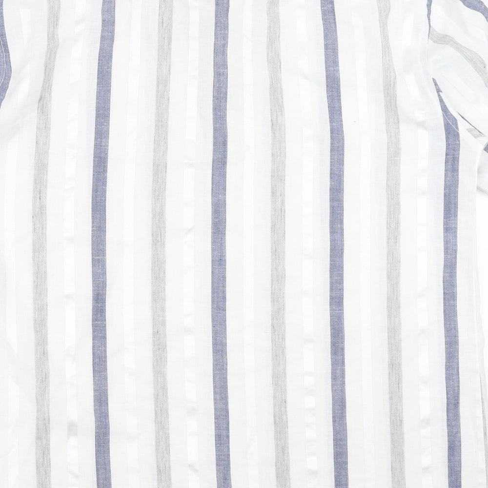 sunil Mens White Striped   Button-Up Size L