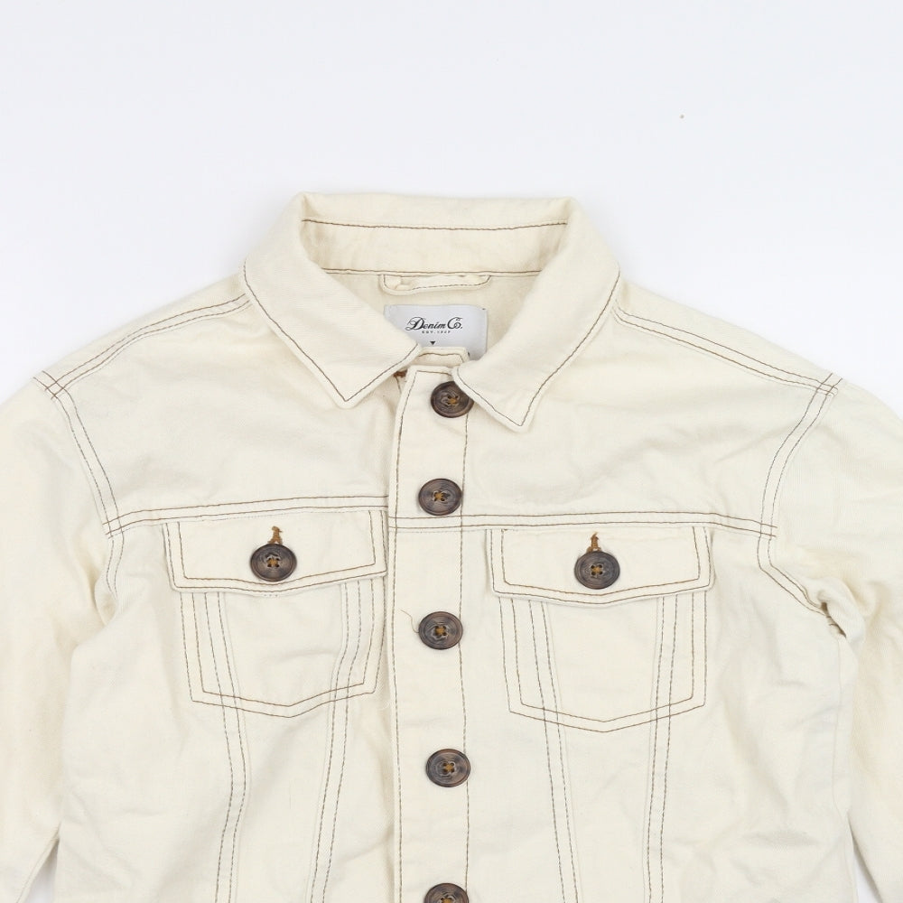 Primark Womens Ivory  Denim Jacket  Size 8  - cropped