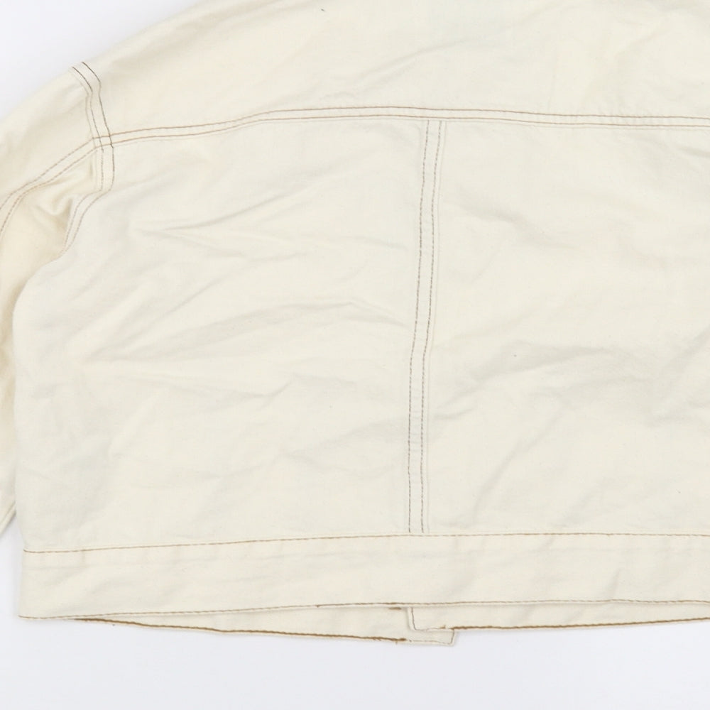 Primark Womens Ivory  Denim Jacket  Size 8  - cropped
