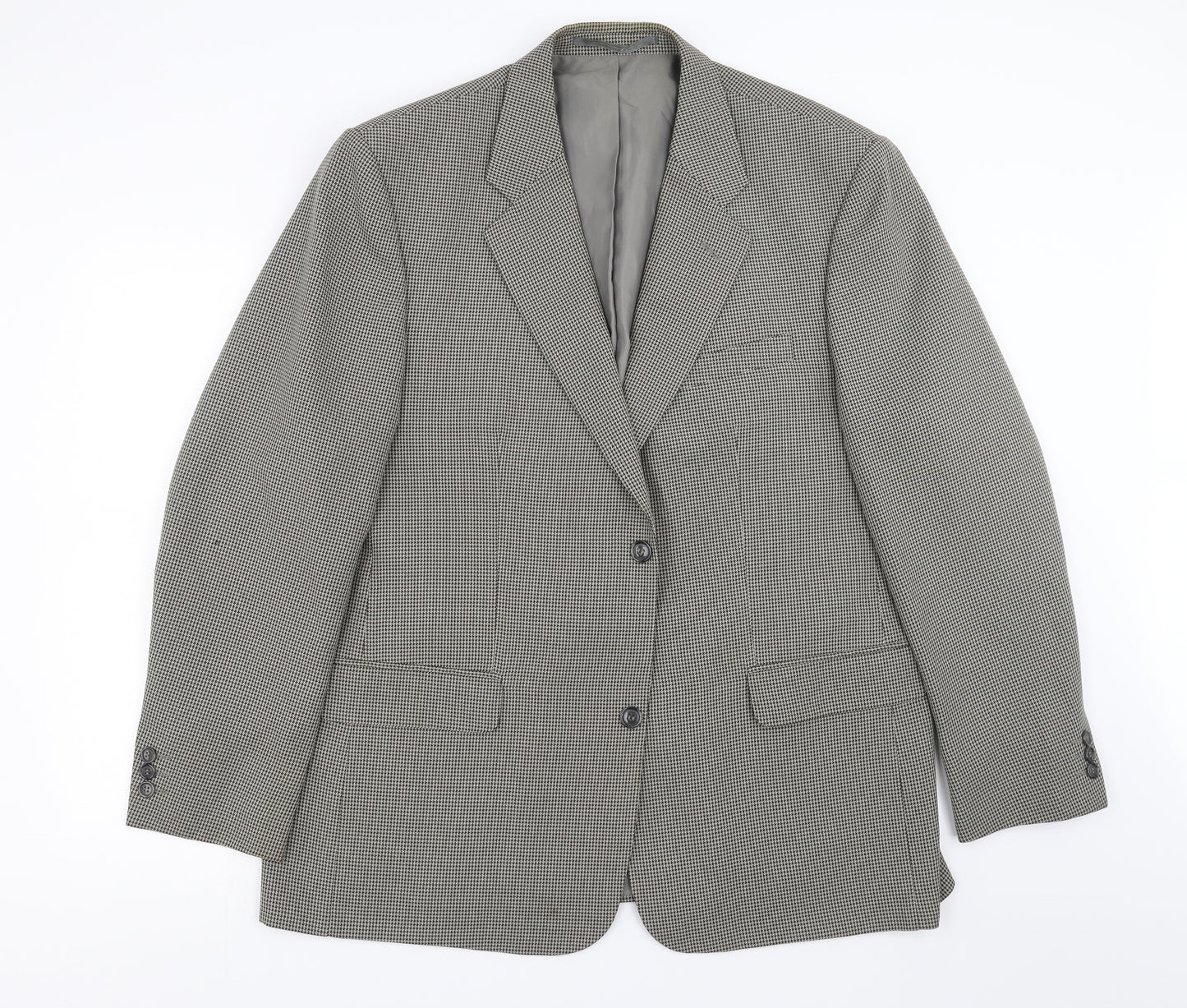 Simon taylor Mens Beige Houndstooth  Jacket Suit Jacket Size 46