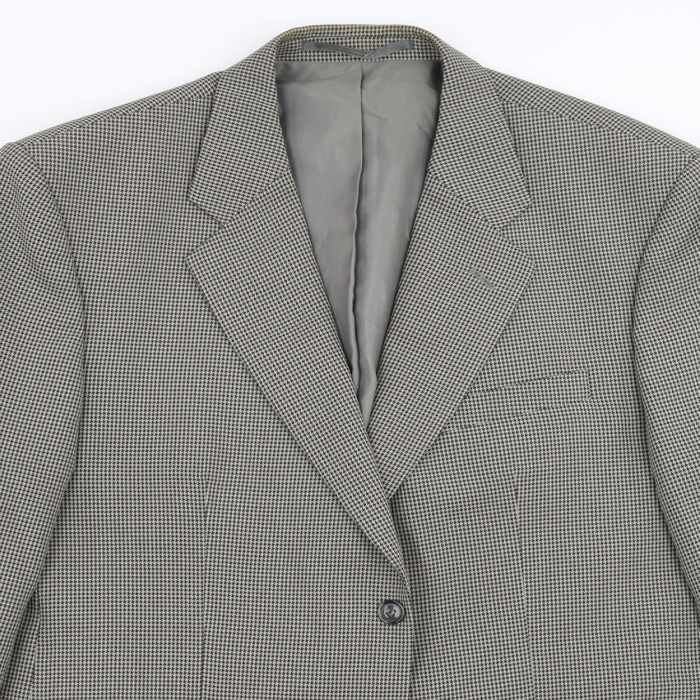 Simon taylor Mens Beige Houndstooth  Jacket Suit Jacket Size 46