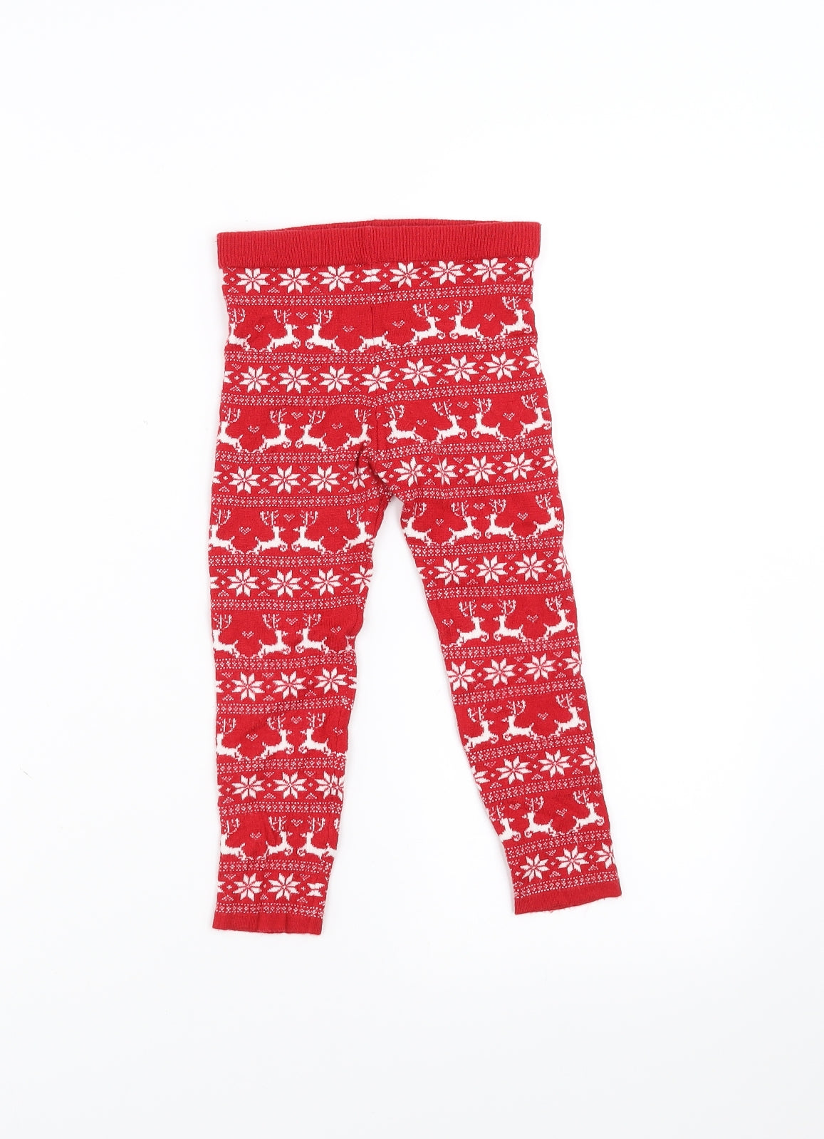 Primark Girls Red Fair Isle  Carrot Trousers Size 5-6 Years - christmas leggings