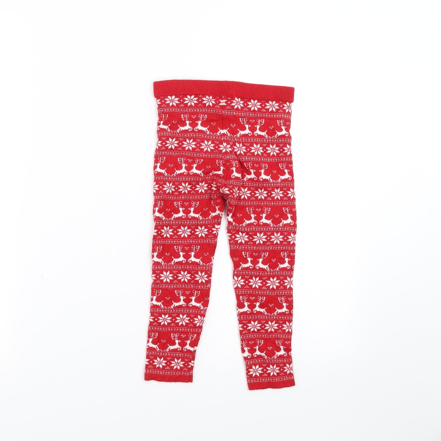 Primark Girls Red Fair Isle  Carrot Trousers Size 5-6 Years - christmas leggings