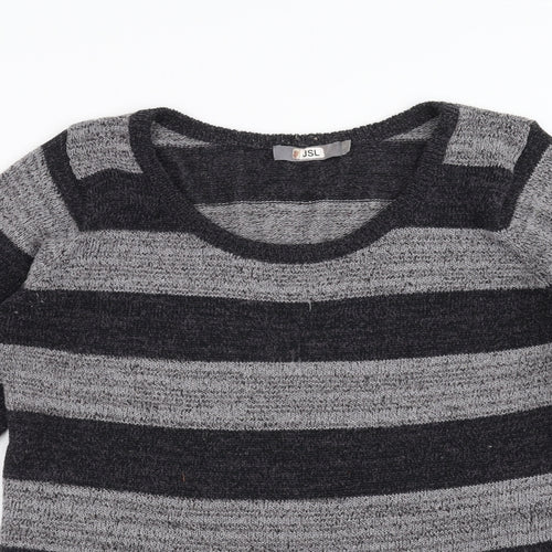JSL Womens Grey Striped  Pullover Jumper Size L
