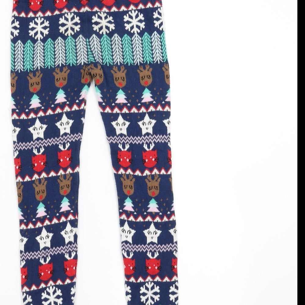 Sainsburys Girls Blue   Carrot Trousers Size 4-5 Years - christmas leggings