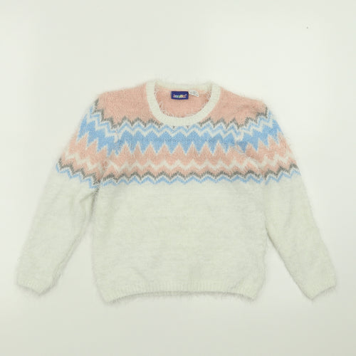 Lupilu Girls White Geometric  Pullover Jumper Size 4-5 Years  - flufft