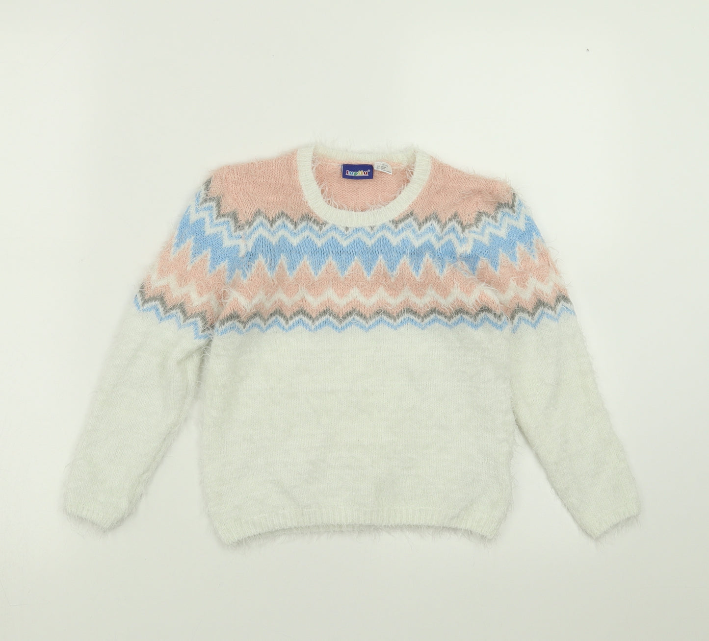 Lupilu Girls White Geometric  Pullover Jumper Size 4-5 Years  - flufft