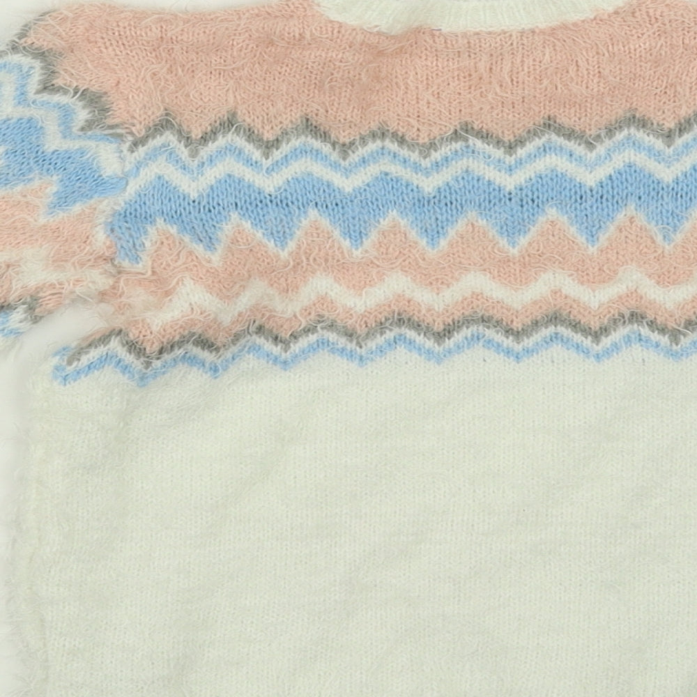 Lupilu Girls White Geometric  Pullover Jumper Size 4-5 Years  - flufft