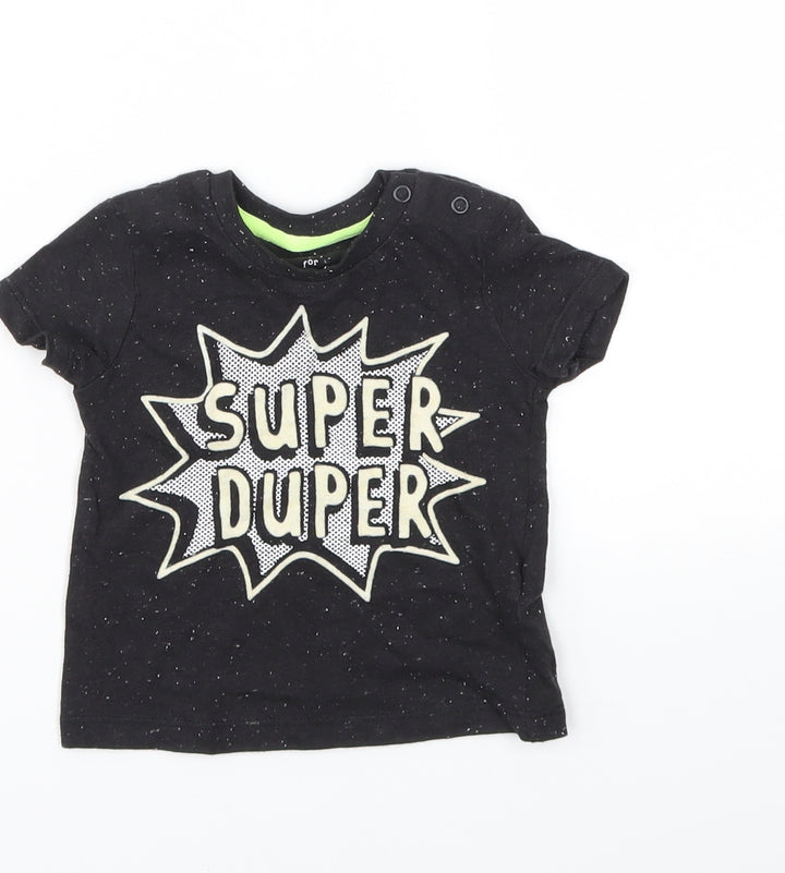 F&F Boys Black   Basic T-Shirt Size 3-6 Months