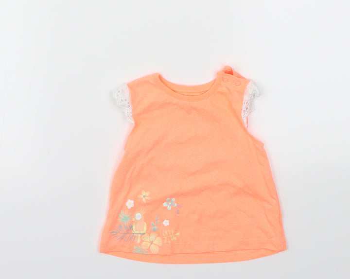 Nutmeg Girls Orange Basic T-Shirt Size 3-6 Months