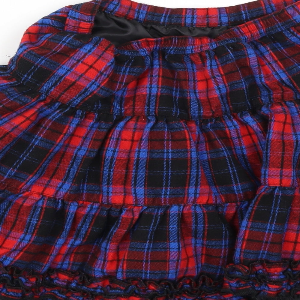 TU Girls Red Check  Flare Skirt Size 10 Years