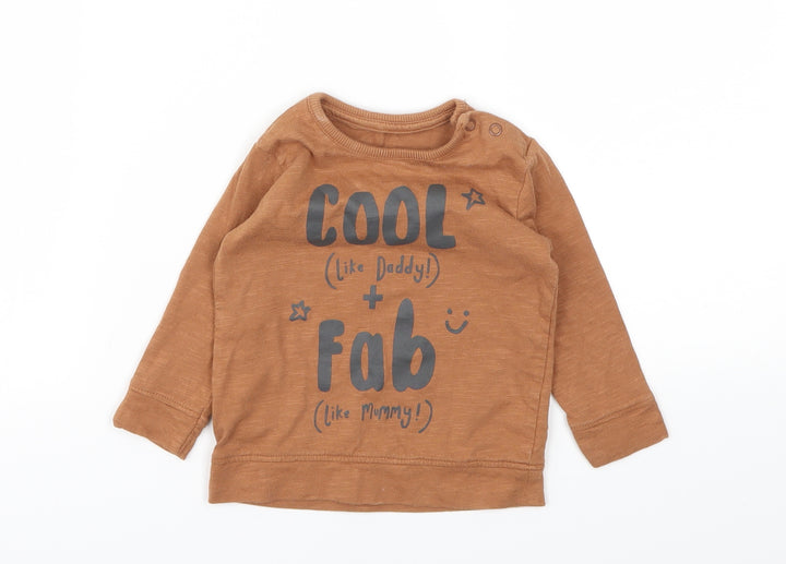 George Boys Brown Animal Print T-Shirt Size 6-9 Months