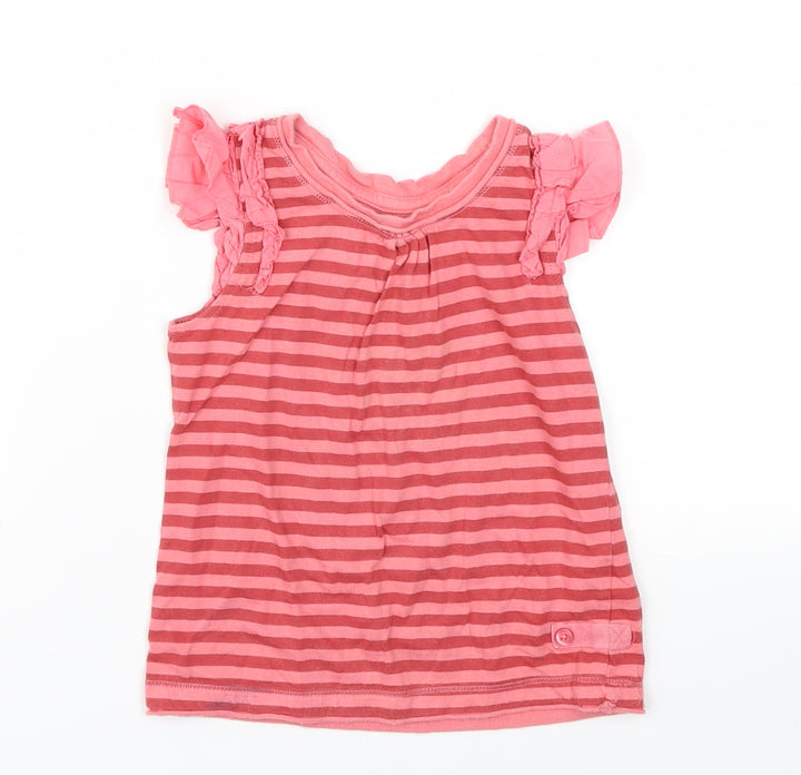 Next  Girls Pink Striped  Basic T-Shirt Size 2-3 Years