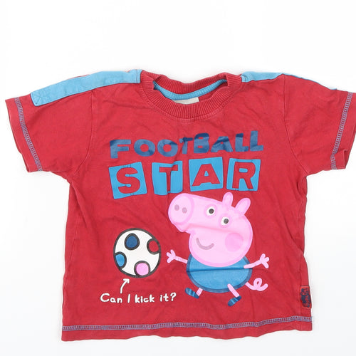 Peppa Pig Boys Red Animal Print  Basic T-Shirt Size 18-24 Months
