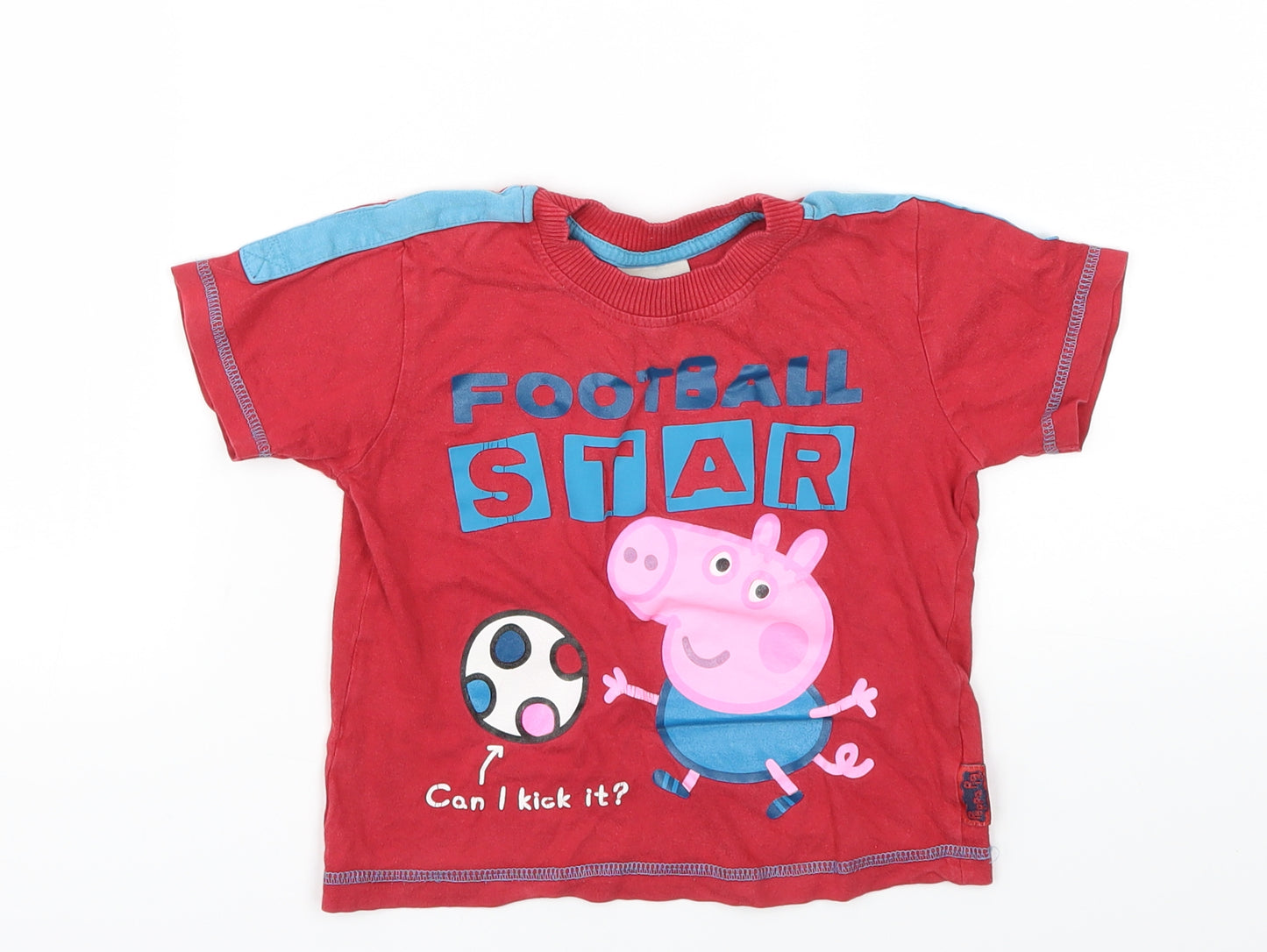 Peppa Pig Boys Red Animal Print  Basic T-Shirt Size 18-24 Months