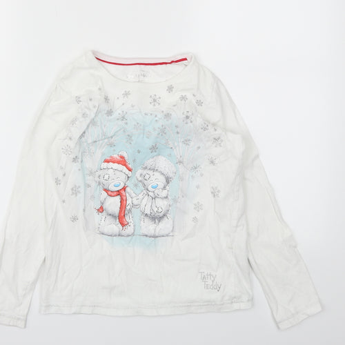 M&S Girls White Animal Print  Basic T-Shirt Size 9-10 Years