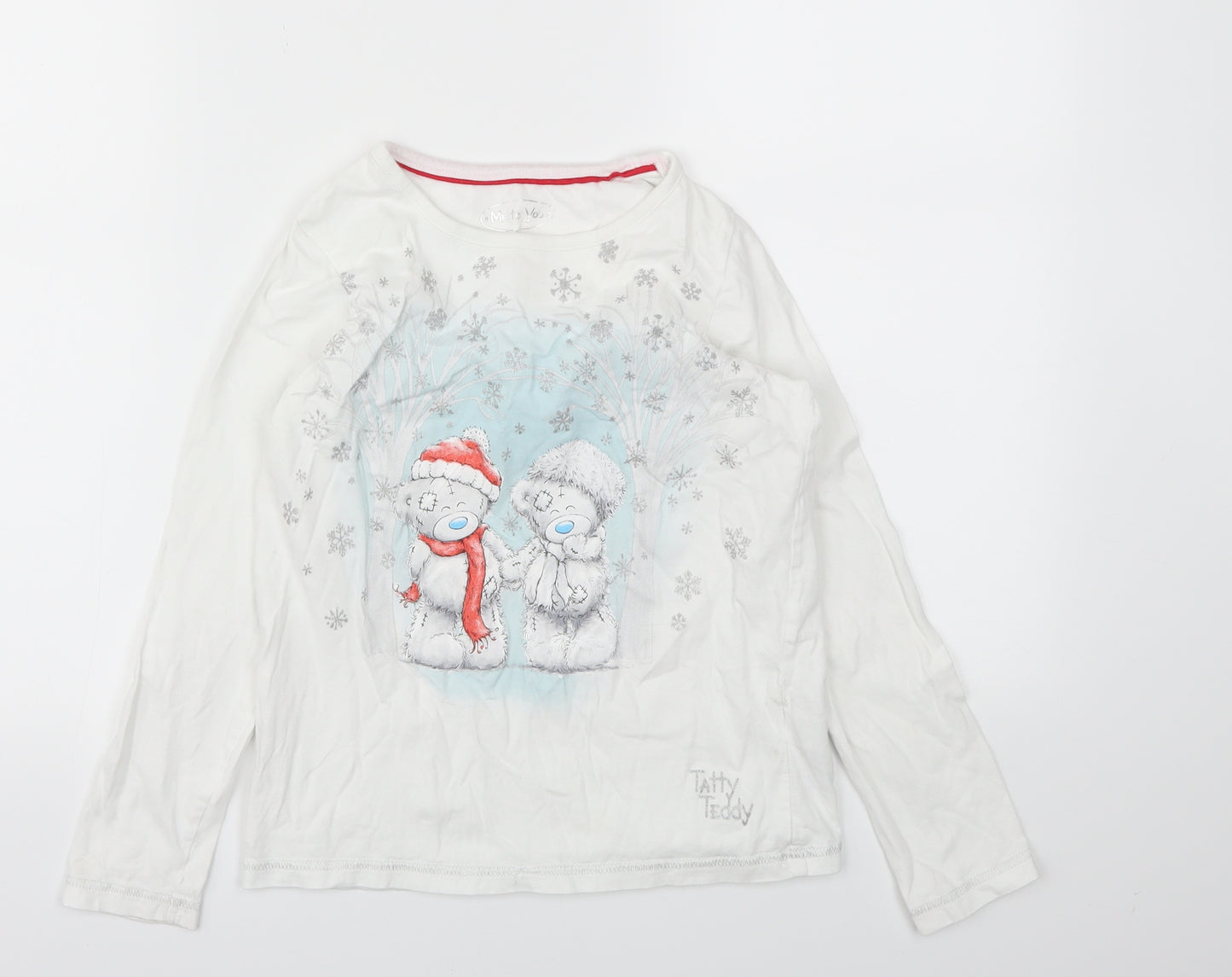 M&S Girls White Animal Print  Basic T-Shirt Size 9-10 Years