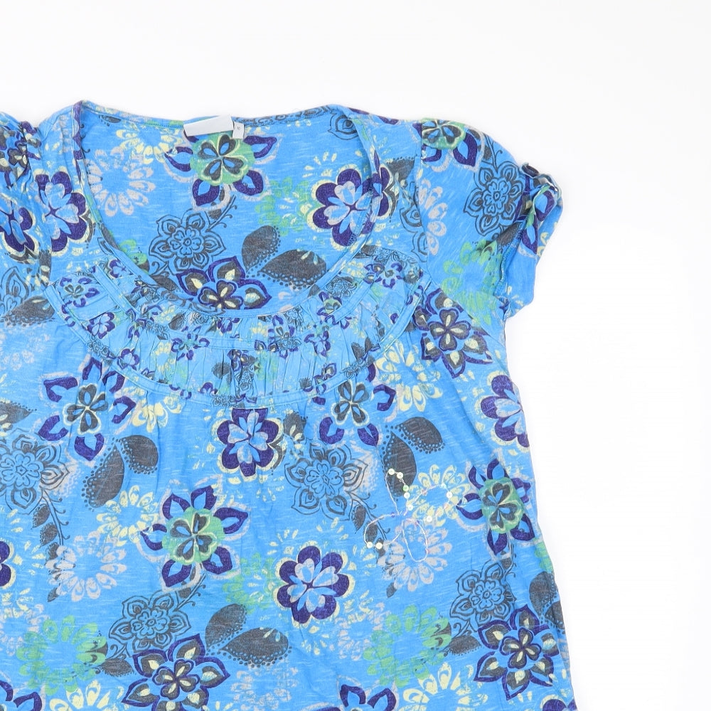 Next  Womens Blue Floral  Basic T-Shirt Size 18