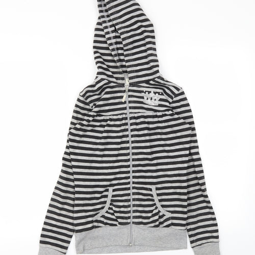 Kylie Girls Black Striped  Full Zip Jumper Size 11-12 Years