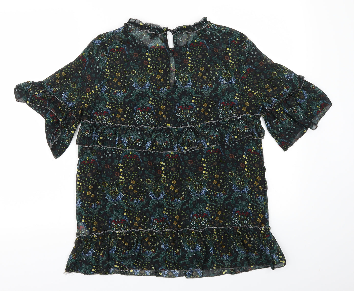 River Island Womens Black Floral  Basic T-Shirt Size 8