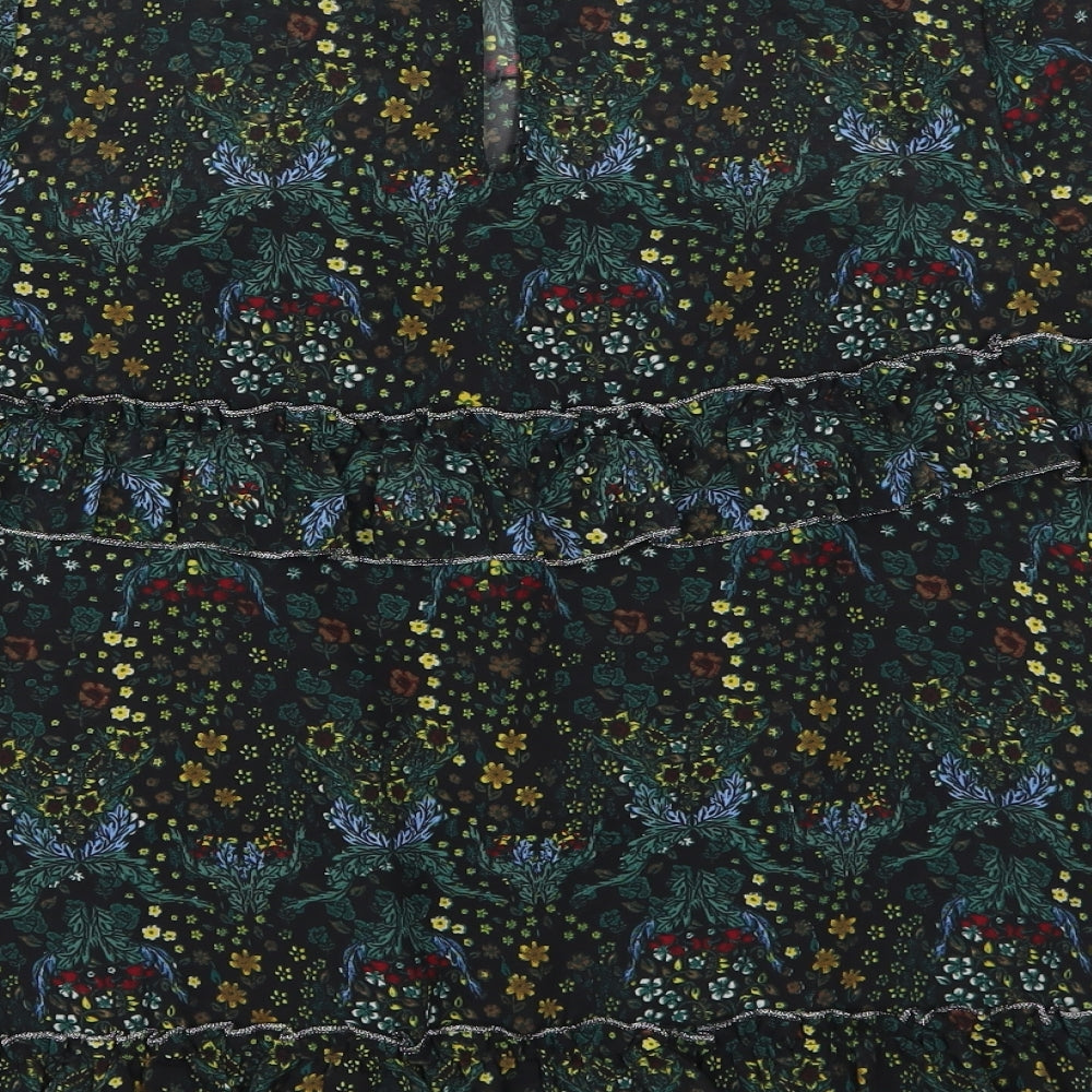 River Island Womens Black Floral  Basic T-Shirt Size 8