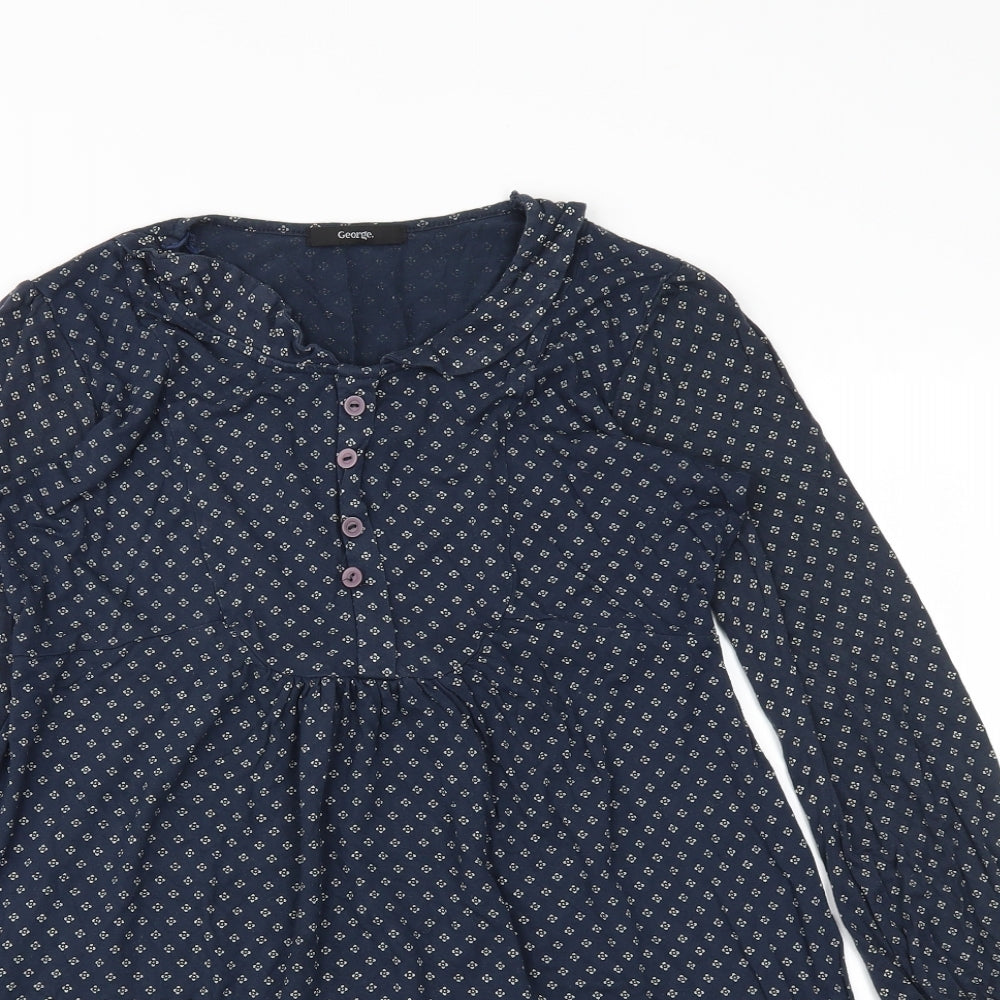 George Womens Blue Polka Dot  Fit & Flare  Size 12