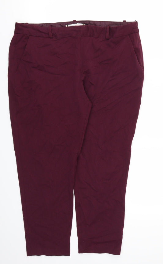 Front view of Princples women’s purple trousers, size UK 16, 25-inch leg