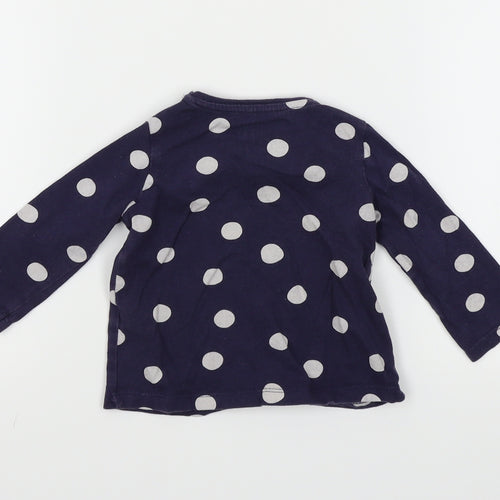 FRED&FLO Girls Blue Spotted  Basic T-Shirt Size 0-3 Months