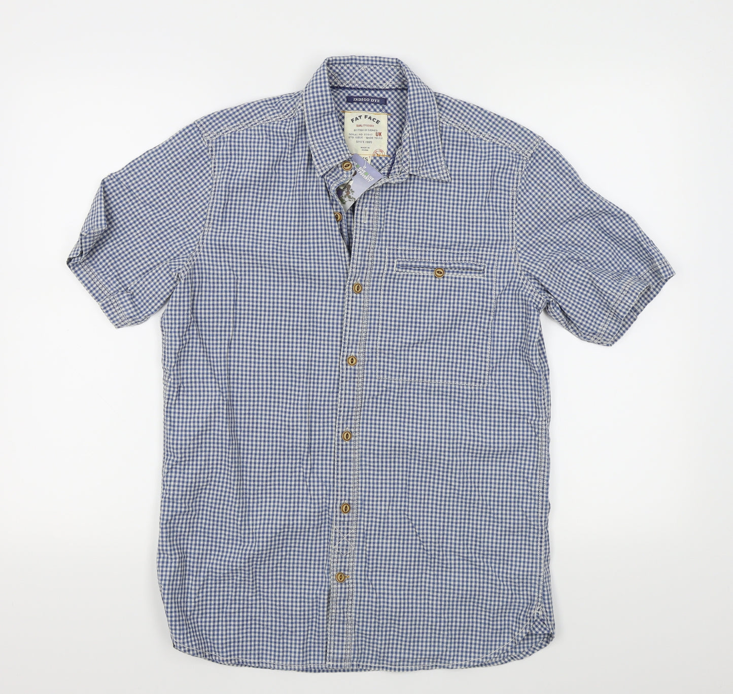 Fat Face Mens Blue Check   Button-Up Size XS