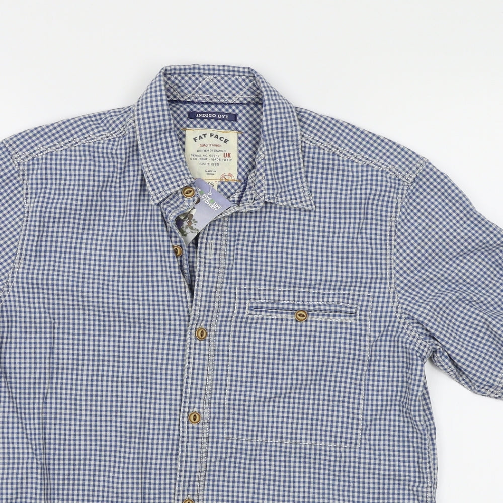 Fat Face Mens Blue Check   Button-Up Size XS