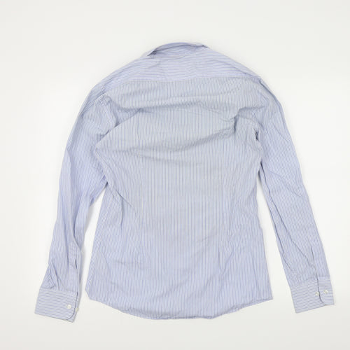 M&S Mens Blue Striped   Dress Shirt Size 14.5