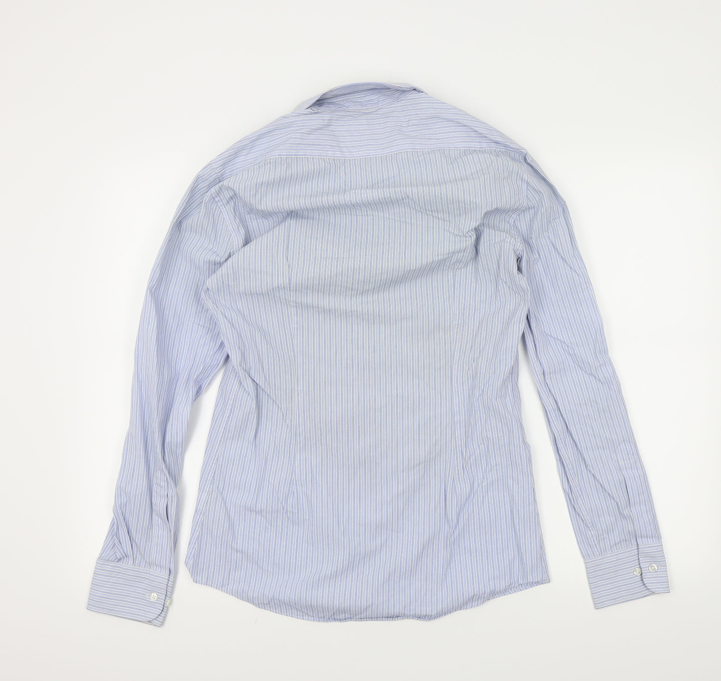 M&S Mens Blue Striped   Dress Shirt Size 14.5