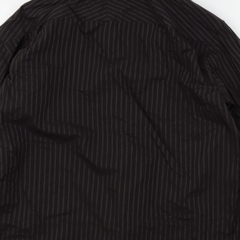 M&S Mens Black Striped   Button-Up Size L