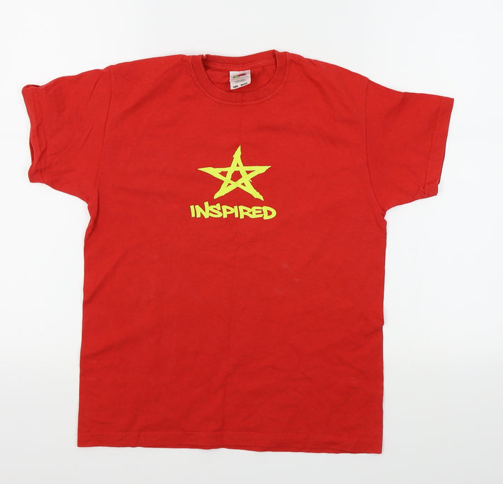 Fruit of the Loom Boys Red Basic T-Shirt Size 9 Years - inspired
