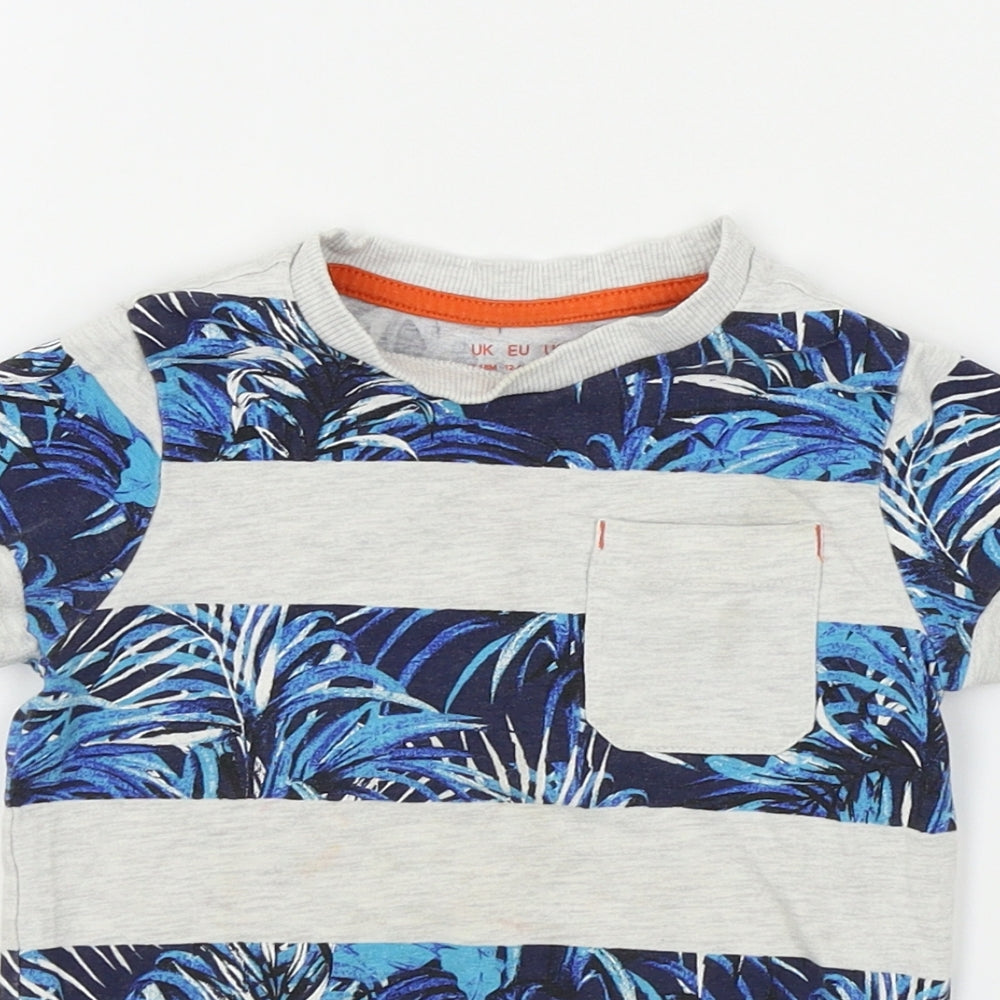 F&F Boys Blue Striped  Basic T-Shirt Size 12-18 Months