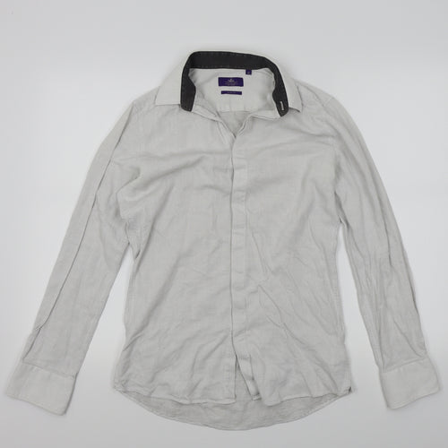 NEXT Mens White Geometric   Button-Up Size 15