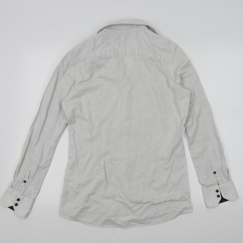 NEXT Mens White Geometric   Button-Up Size 15